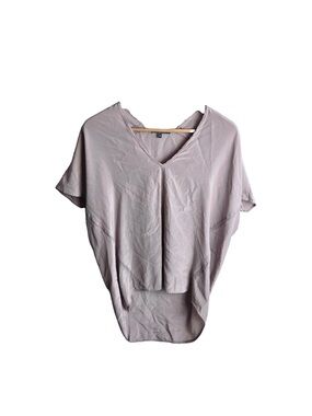 Vince Silk Blouse Size S Gray V Neck Dolman Sleeve High Low Oversized Top Womens